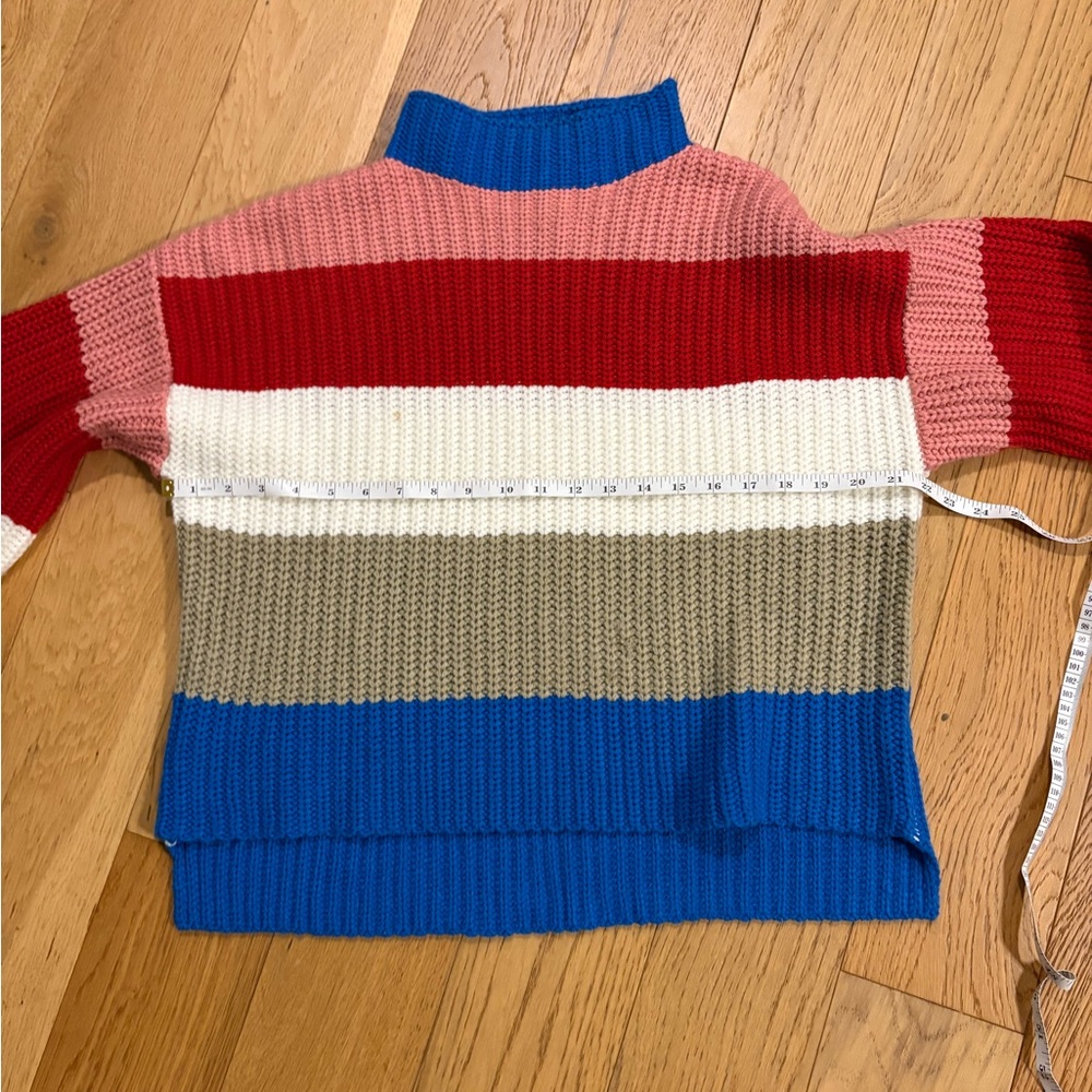 Scripted Colorblock Chunky Knit Sweater | Bold Stripe | High Low Hem - Picture 8 of 10